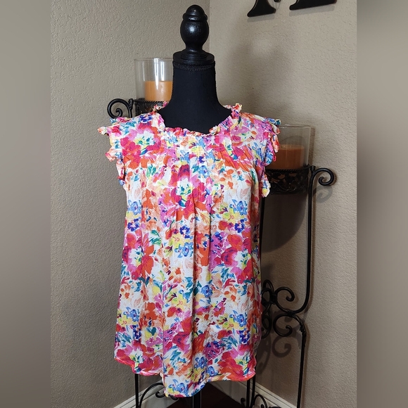 Dear John Tops - Dear John Multicolor Floral Blouse With Back Buttons NWT Size L